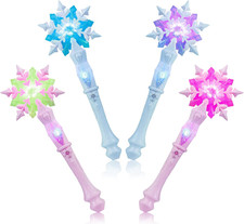 Light up Frozen Snowflake Wand Set - 4 Pieces 2 Blue 2 Pink