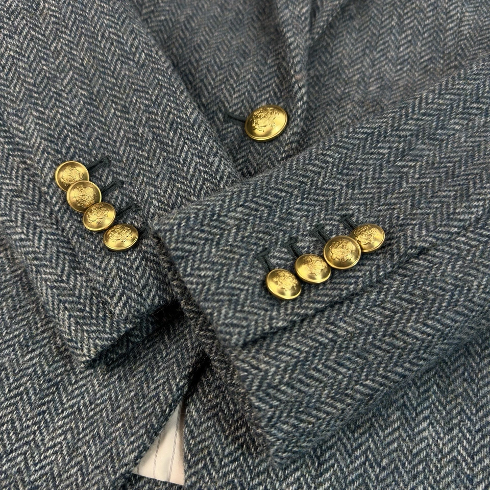 J. Crew Blue Herringbone Tweed Campbell Moon 羊毛学院风外套 0 码 — 第 3/4 张图片