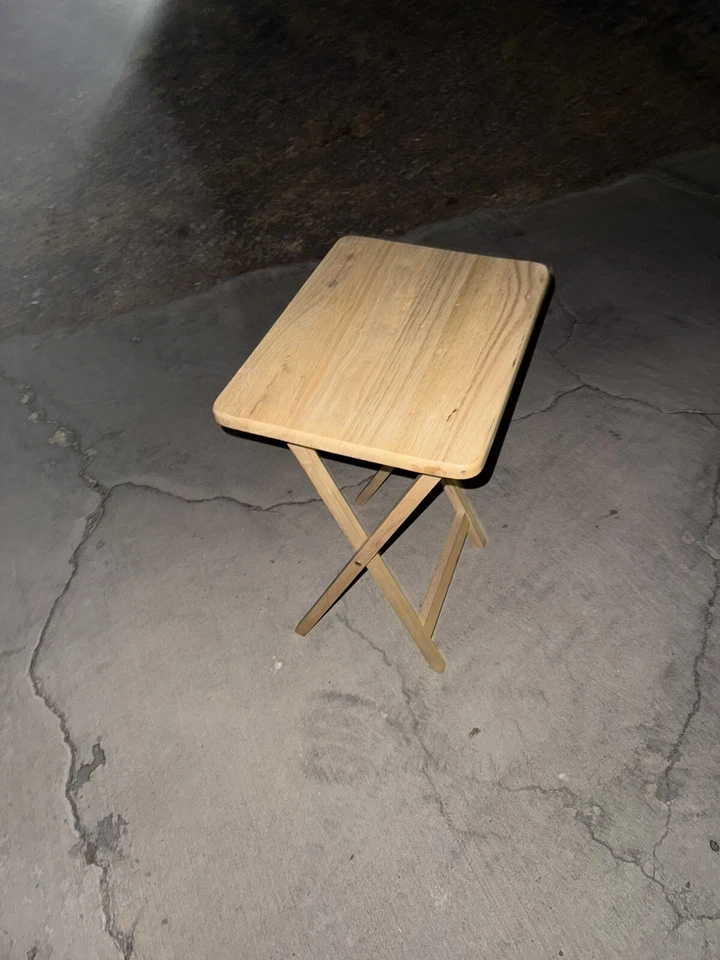 Mainstays Indoor Single Folding TV Tray Table Natural L 19 x W 15 x H 26 inches. - Image 2 of 4