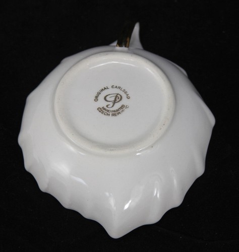 Vintage Karlsbader handbemalter Rosenstrauß, goldverzierte Schale mit Henkel - Bild 8 von 9