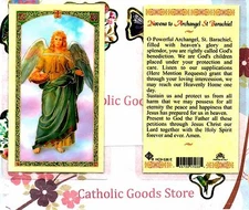 Novena to Saint Barachiel the Archangel -Laminated Holy Card 536E