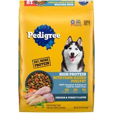 High Protein Adult Dry Dog Food Chicken & Turkey Flavor Dog Kibble, 18 Lb Bag 1.28 per pound