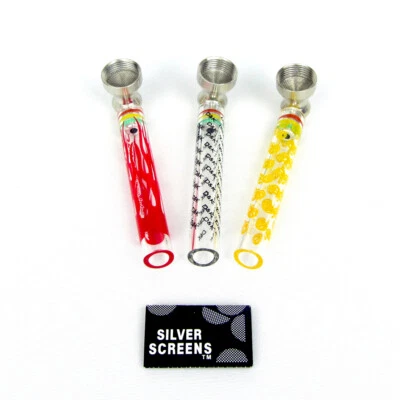 D&K Smoking Pipes Clear Colour Metal Glass Combo Free Filter Gauzes