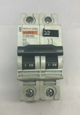  Merlin Gerin Multi 9 C60HD D2 zweipoliger MCB Leitungsschutzschalter.  