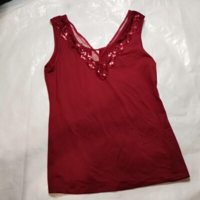 Cabernet Size Small Women's Sleeveless Red V Neck Tank Blouse