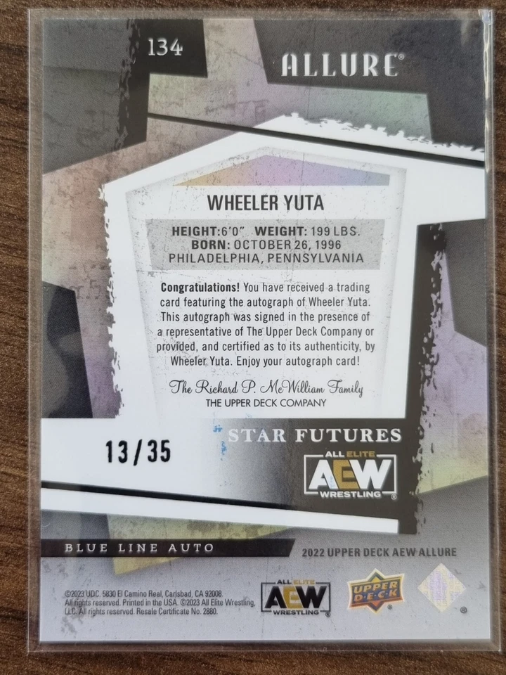 2022 AEW Wheeler Yuta BLUE LINE AUTO /35 ALLURE Trading Card Upper Deck #85842 - Image 2 of 2