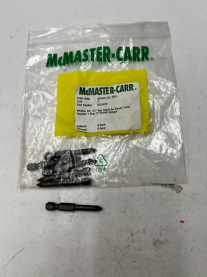 Pack of 6 - McMaster-Carr Phillips Bit 5751A24, 1/4'' Hex Shank for Power Tools