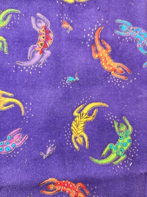 ''Secret Jungle'' by Laurel Burch for Clothworks - 17'' x 15'' - Lizards - Purple
