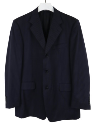 Canali Blazer Herren (Eu) 52 Einreihig Kerbe Revers Wolle Nadelstreifen