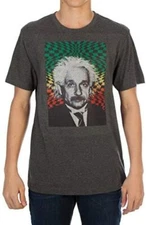 Bioworld Mens Albert Einstein Threadpixel Charcoal Tee Shirt NWT Large