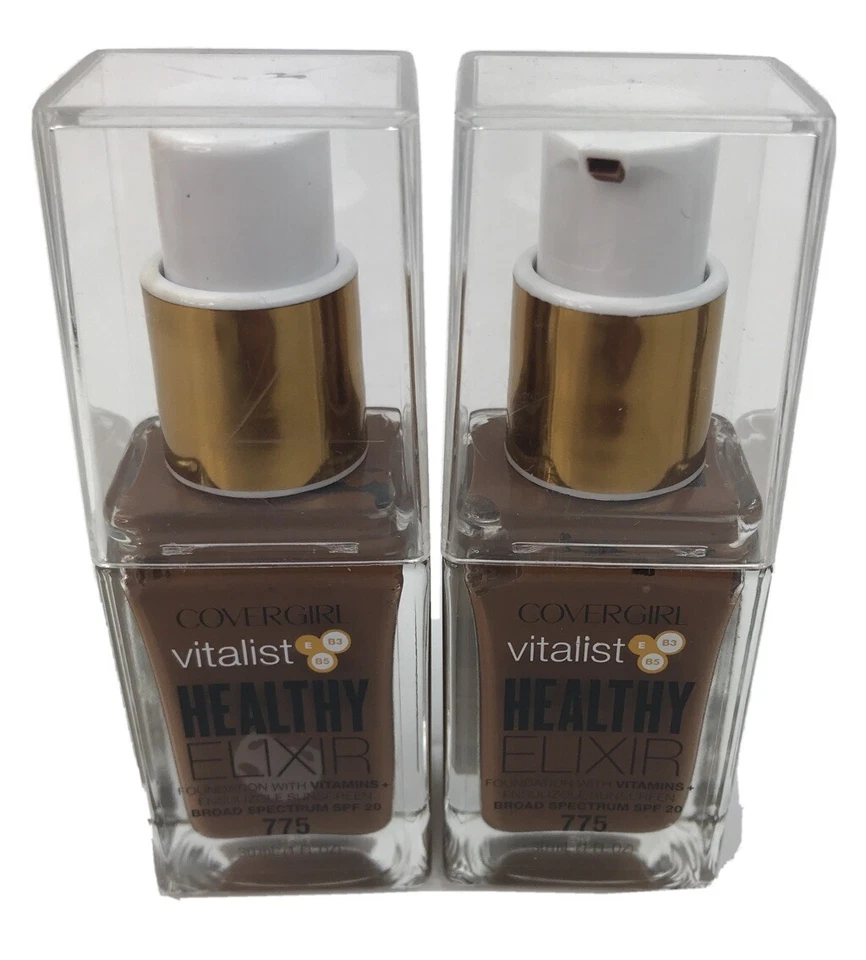 New Covergirl Vitalist Healthy Elixir Foundation 775 Soft Sable & 757 Golden Tan - Image 2 of 4