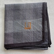 Vintage Handkerchief Gray Fabric Woven Bar Code Check Classic Pocket Square 18"