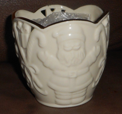 Lenox Merry Lights Santa Votive Unused In Box Candle Holder