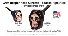 Pipa de tabaco Grim Reaper Skull Toker cerámica vidrio cubo de hielo depredador #1850 EE. UU.