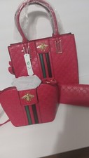 Queen Bee Stripe Embossed 3 In 1 Handbag Set