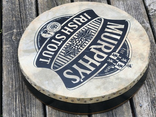 Murphy's Irish Stout Drum Beer Sign 18" Celtic Bodhran Vintage Advertising - Picture 17 of 23
