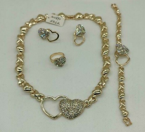 Abrazos y besos xL Corazón Helado Hueco Oro 14k Collar Anillo Pulsera 93 - Imagen 6 de 25