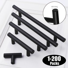 Black Modern Cabinet Handles T Bar Pulls Kitchen Drawer Hardware Stainless Steel