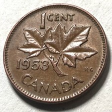 1953 Canada 1 Cent Queen Elizabeth II Bronze A Very Nice Specimen!