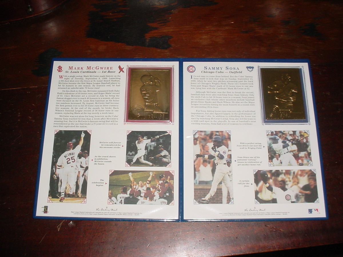 Mark McGwire Sammy Sosa Danbury Mint 22kt Gold Cards Set 1998 Home