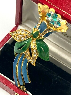 VINTAGE CORO VERMEIL GOLD-WASHED FLOWER TREMBLER CENTER  display picture 1