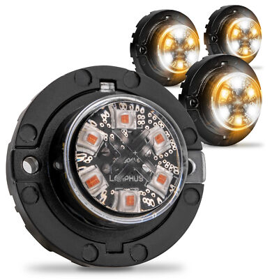 4pc Amber White LED Flashing Emergency Warning Hazard Hideaway Strobe Light Head