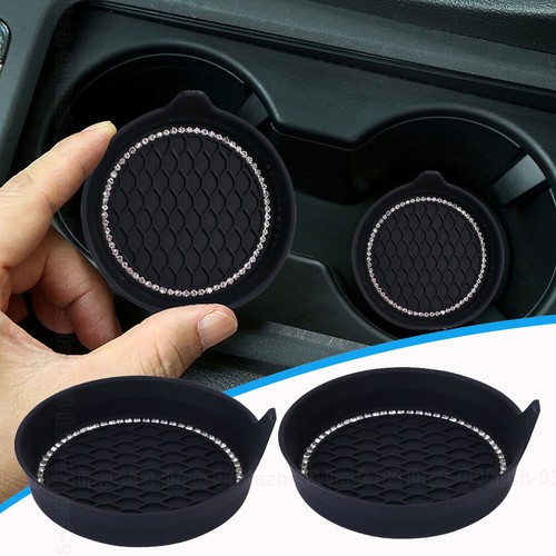 2x Black Car Cup Holder Pad Insert Coaster Anti Slip Mat Protector Accessories