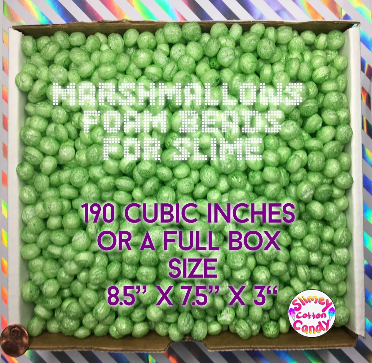 Large Box/Bag 8” x 7” x 3” - Marshmallow Foam Beads For Slime - Cotton  Candy Mix