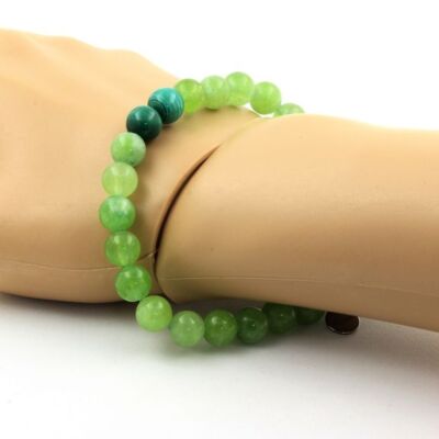 Bracelet En Malachite Naturelle, Pierre Verte Marbrée, 72g, Diamètre 6,6cm, Laiton, Occasion (éclats)