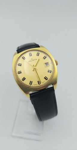 HELVETIA Date Gold Thunder Swiss Made Mechanical Vintage Watch Good Condition - Picture 10 of 17