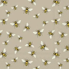 Cocktail Napkins Lovely Bees Linen Cocktail Napkin - C861166 5"