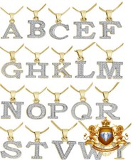 Colgante con dije de letras iniciales del alfabeto de diamantes genuinos de oro amarillo real de 10 k