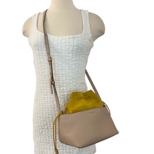 Rabeanco Drawstring Bucket Bag Crossbody Tan/yellow Genuine Leather 