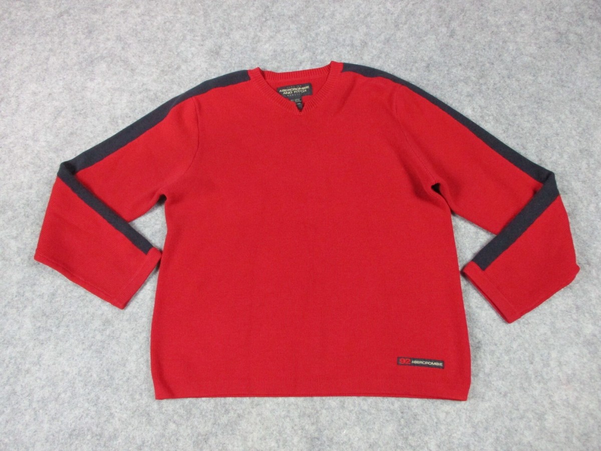 Vintage Abercrombie & Fitch Sweater Mens Medium Red Knit Logo