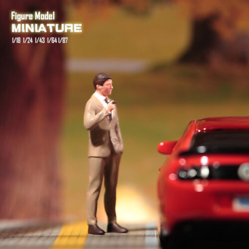 1/64 khaki Suit Men Cigar Scene Miniatures Figures Doll For Cars Vehicles Toy - Picture 4 of 6