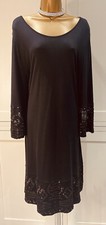 Phase Eight UK 16 Black Stretchy Jersey Long Sleeve Sequin Embellished Dress
