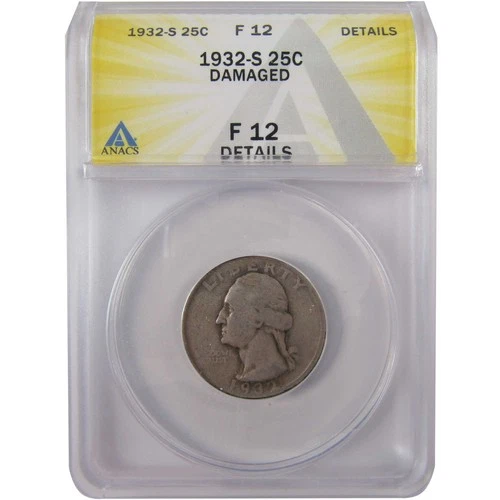1932 S Washington Silver Quarter F 12 Details ANACS SKU:I25544
