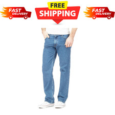 Mens Jeans Straight Leg Regular Fit Heavy Denim Trouser Pants All UK Waist Sizes
