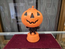 Blow Mold Halloween Jack O Lantern Black Cat Pumpkin Dancing Skeletons Table Top