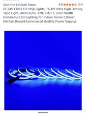 DC24V COB Bande Lumineuse LED, 16,4ft Ultra Haute Densité Ruban Lumière, 480LED/m, 3...