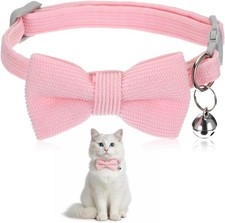 Pink Cat Collar with Bow, Adjustable Breakaway Cat Collars for Girl Cats, Pink