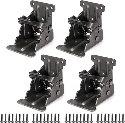  4PCS Foldable Self-Lock Hinges Brackets w/ Screws for Table Leg Bed Workbench 