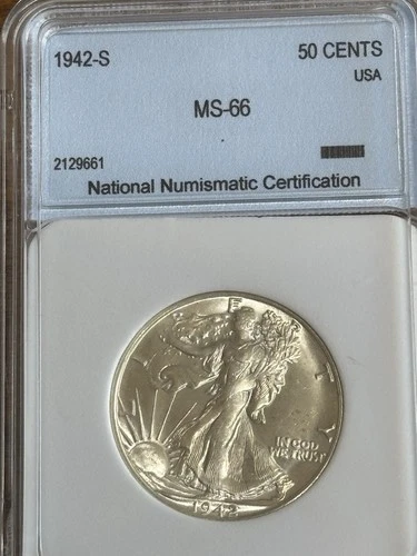 1942-S Walking Liberty Half Dollar Silver Gem BU Bright white