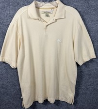 Tommy Bahama Beige Polo Shirt Pima Cotton Short Sleeve Size M