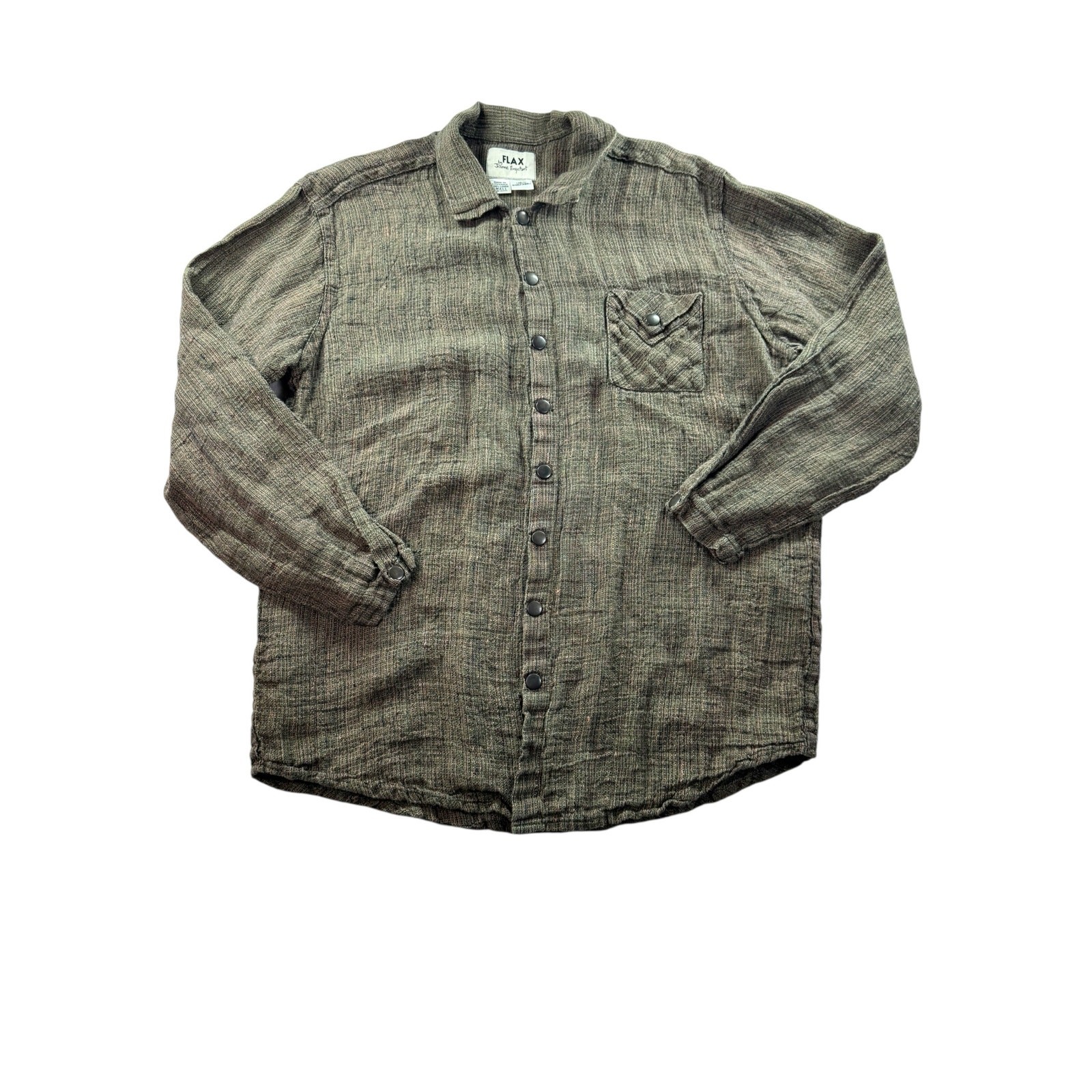 FLAX by Jeanne Engelhart Snap Button Up Size S Long Sleeve Linen Lagenlook