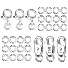 925 Sterling Silver Lobster Claw Clasps Set, Lobster Connector Clasp Closures...