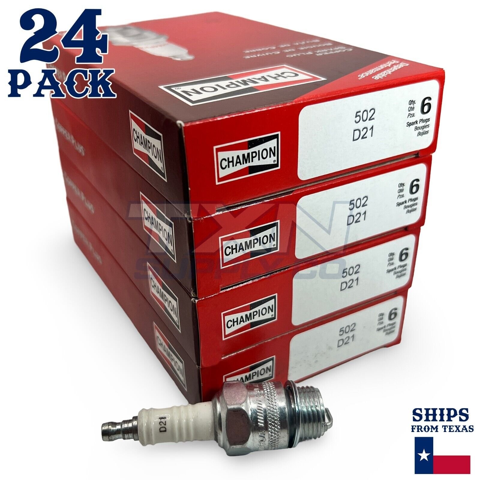 Champion 502 Copper Plus Spark Plug D21 D-21 - 24 Pack - Shop Pack