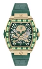 Philipp Plein Ladies Automatic Skeleton Baguettes Watch PWJHA0226 Leather