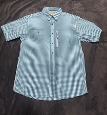 RedHead Button Down Short Sleeve Shirt Size Large Gingham Check Pattern