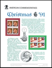 1991 Christmas '91 Santa Madonna CP377 commemorative panel 377 MNH Sc 2578-2579
